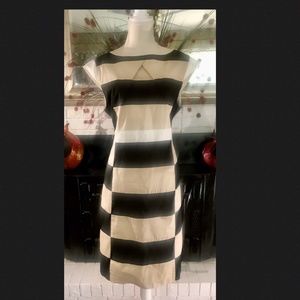 Chancelle Black and Tan Color Block Sheath Dress